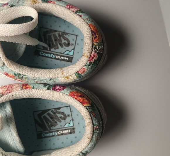 Size 12 Kids Vans Old Skool ComfyCush Floral Aquatic Blue Skate Shoes - Picture 3 of 4